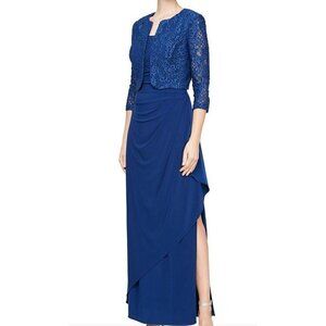 New ALEX EVENINGS Women's Size 8 Embellished Gown and Jacket 2-piece set